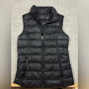 Eddie Bauer EB650 Black Full Zip Puffer Packable Vest Women Size Small